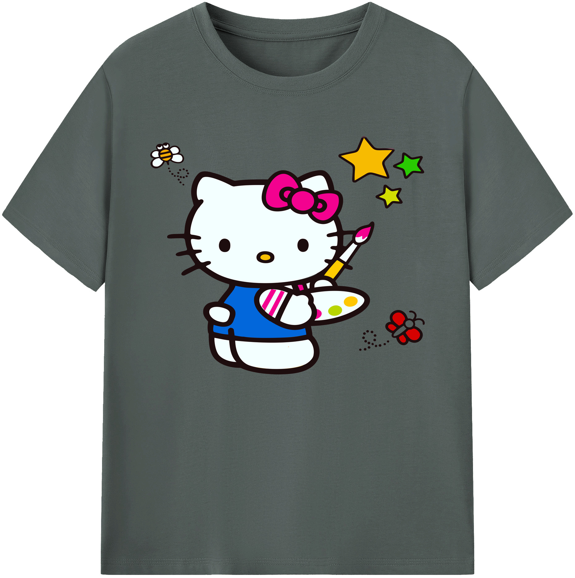 （画像用） Hello Kitty ハローキティ 綿100％ メンズ半袖Tシャツ｜肌触りやわらか＆通気性